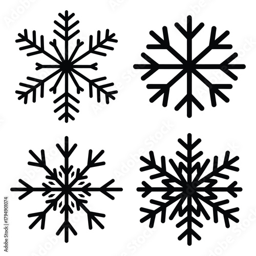 snowflake mandala silhouette clipart set