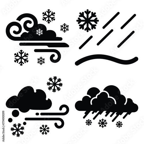 snowstorm silhouette clipart set