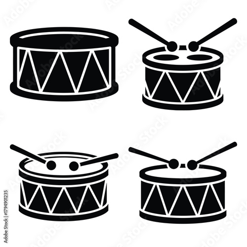 toy drum silhouette clipart set