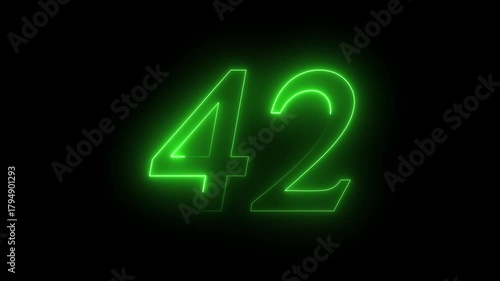 42 number text Neon glowing animation