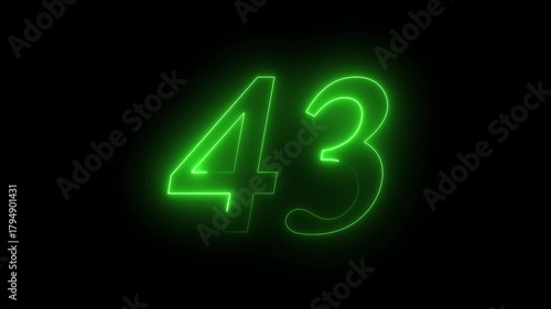 43 number text Neon glowing animation