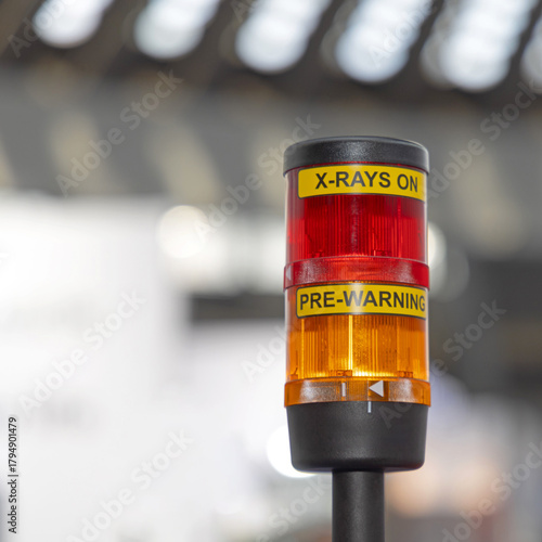 Caution Amber and Red Alert Caution Pre Warning Signal X Rays On at Machine