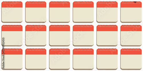 Blank calendar pages arranged in a grid pattern
