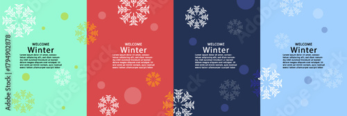 simple minimalist winter vector design illustration background with snowflake theme design. for banner, poster, social media, promotion. vector illustrations