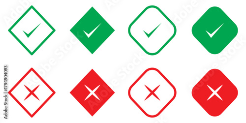 Check Mark Icons. Tick Symbol Set. Check box icon with right or correct buttons and yes checkmark tick box icons - checkbox symbol sign. Check mark box square frame. accept sign.