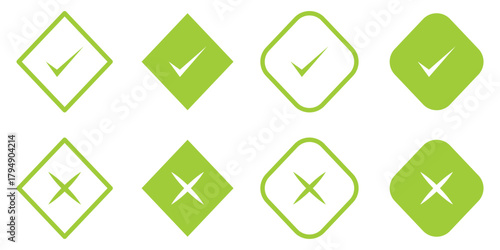 Check Mark Icons. Tick Symbol Set. Check box icon with right or correct buttons and yes checkmark tick box icons - checkbox symbol sign. Check mark box square frame. accept sign.