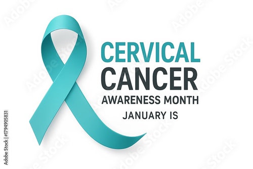 Teal ribbon for cervical cancer awareness month in january