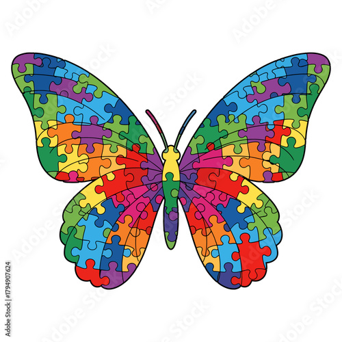 Puzzle Butterfly Spectrum Awareness Illustration