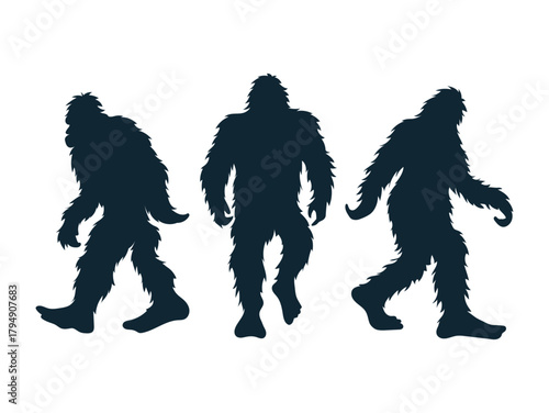 Bigfoot Silhouette Set on white background