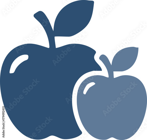 Stylized apple icon illustration featuring a larger and smaller apple duo design
