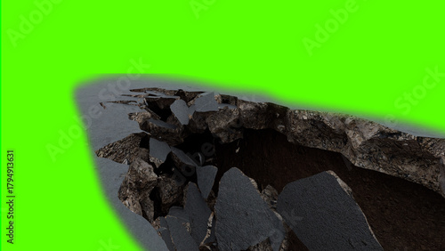 Ground Crack stock image with Green Background