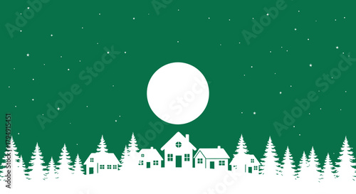christmas night landscape with trees