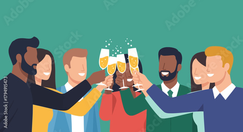 illustration of people toasting drinks