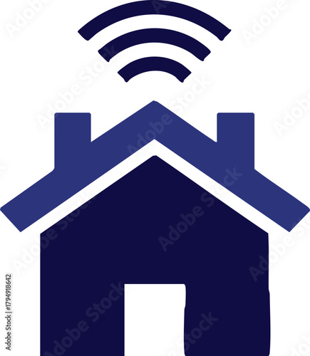 Smart home connectivity concept with wireless signal above house icon