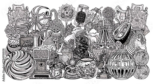 Intricate Collection of Ornate Objects and Decorative Items.
