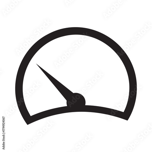 Black icon of a speedometer or gauge needle, indicating speed or measurement