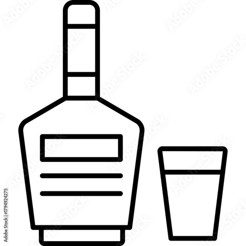Cider Drink Line Icon | Beverage Outline Symbol | Minimal Autumn Drink Illustration