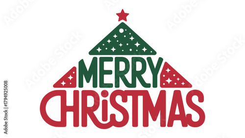 Christmas Greeting: a festive illustration featuring the words Merry Christmas and a stylized christmas tree, embodying the warmth of the holiday spirit. 