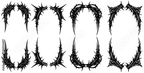 Spiky ornamental frames for striking designs, perfect goth style invitations or posters