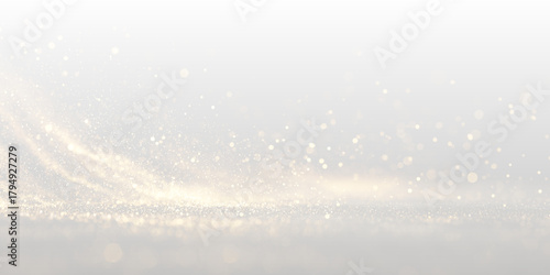 Soft glowing gold particles shimmer over sparkling bokeh. Tiny glitter dust floats softly. Elegant overlay for Christmas or festive luxury designs. PNG