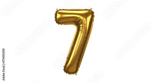 Gold Balloon Number 7 – Metallic Foil Digit 7, Party Countdown Decor

