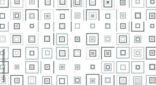 Abstract geometric pattern comprised of nested squares in varying sizes and shades.