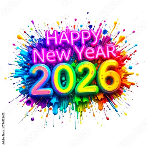 Colorful Celebration of New Year 2026: An exuberant display of vibrant hues and joyful energy encapsulates the anticipation for a new beginning in 2026.