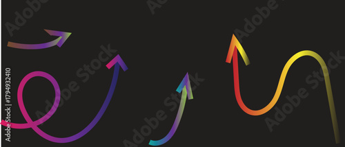 Colorful Gradient Arrow Line Art on Dark Background