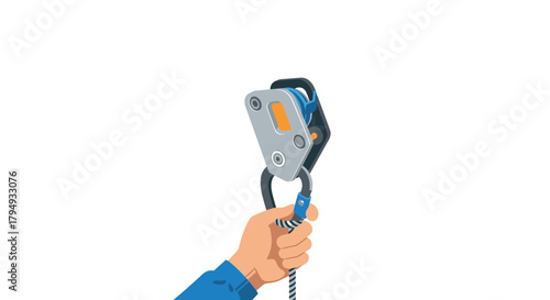 Climbing safety equipment hand holding belay device for rock climbing adventures