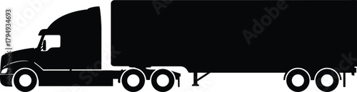 Black silhouette of a semi-trailer truck semi truck, semi truck, trailer truck, truck, lorry, freight truck, cargo truck, heavy truck, tractor trailer, commercial vehicle, transportation, logistics, d