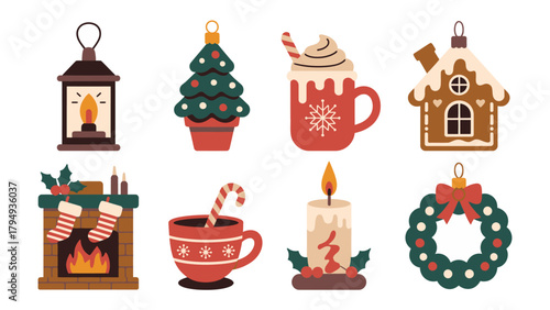Christmas Ornament Set: a collection of beautifully designed Christmas ornaments, from festive Christmas tree to candle, all ready to bring holiday cheer. 