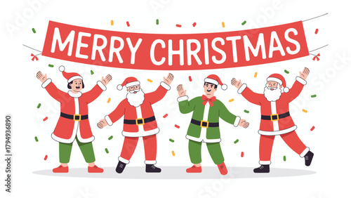 Festive Christmas Cheer: A jubilant group, adorned in seasonal attire, shares the magic of the season, creating a cheerful atmosphere. 