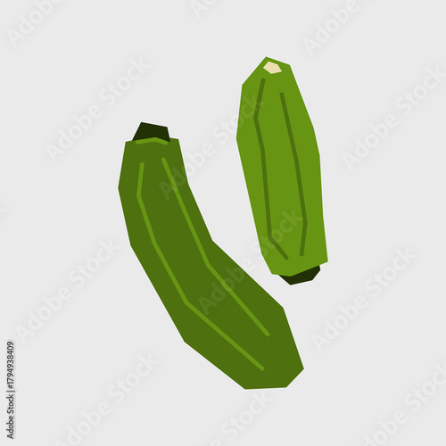 Fresh zucchini illustration. Simple icon of courgettes for farmers market advertising. Vector symbol of harvested squash in minimal  flat style