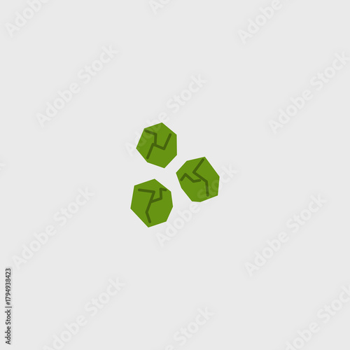 Fresh brussels sprouts illustration. Simple icon cabbage vegetable for farmers market advertising. Vector symbol of harvested salad vegetables in minimal flat style.