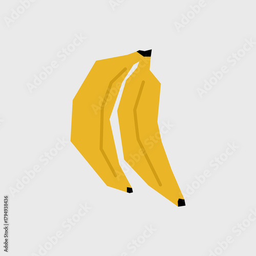 Fresh banana illustration. Simple icon organic fruits for farmers market advertising. Vector symbol of harvested tropical food in minimal flat style.
