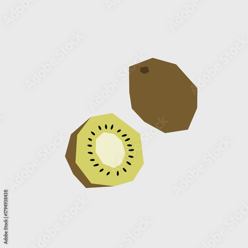 Fresh kiwi illustration. Simple icon organic fruits for farmers market advertising. Vector symbol of harvested tropical food in minimal flat style.