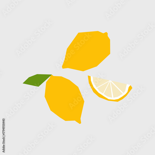 Fresh lemon illustration. Simple icon organic fruits for farmers market advertising. Vector symbol of harvested tropical food in minimal flat style.