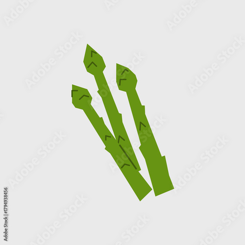 Fresh asparagus illustration. Simple icon of organic vegetable for farmers market advertising. Vector symbol of harvested salad vegetables in minimal hand drawn and flat style.