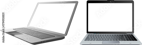 Angled Laptop Mockup Set - Isometric and Perspective Minimal Designs with Transparent Background