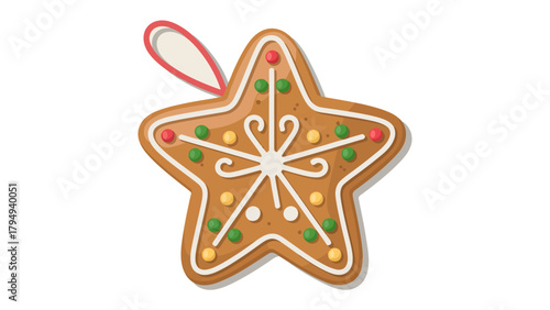 Gingerbread Star Ornament: A delectable gingerbread star ornament, adorned with colorful candies and intricate icing. perfect festive cheer.