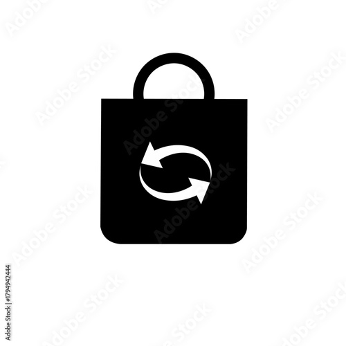 environmentally friendly bag. An eco-friendly iconic tote bag that is easily recycled and used to carry items like groceries at the store.