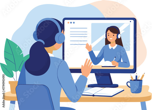 Online Video Meeting Illustration