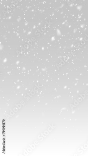 Falling snow, light snowfall, snowflakes, Snow flakes, snow background. Bokeh lights 9:16 vector file 