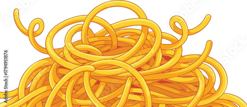 Pile Of Yellow Spaghetti Pasta Isolated On White Background Close Up