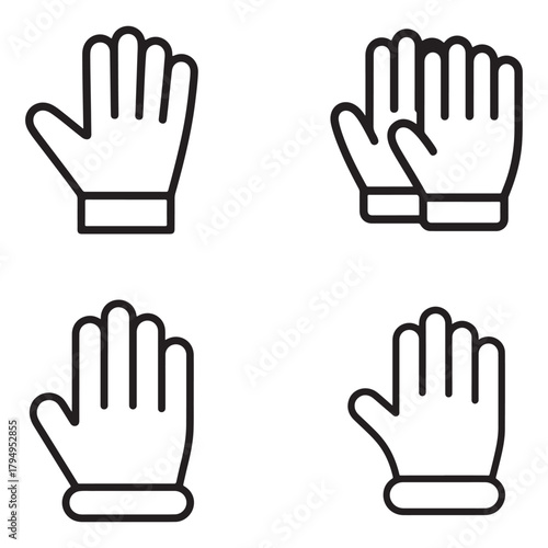 Set of construction gloves icons in a distinctive silhouette style