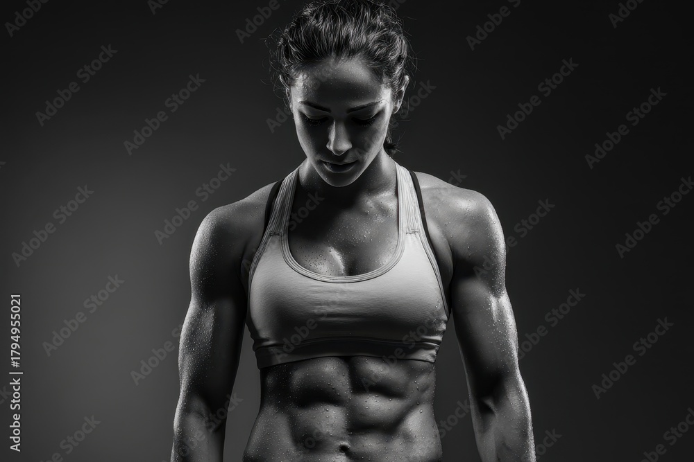 Fototapeta premium Powerful fit woman in studio