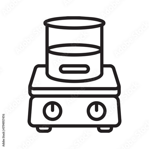 Magnetic stirrer hot plate outline icon vector