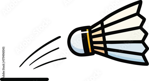 Badminton Shuttlecock In Motion Over A Flat Surface With Motion Lines