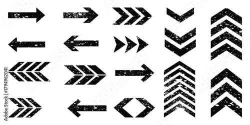 Grunge Arrow Pack  Stencil-Style Chevron Graphics for Creative Designs.