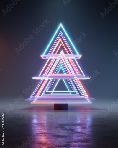 Neon Triangle Christmas Tree